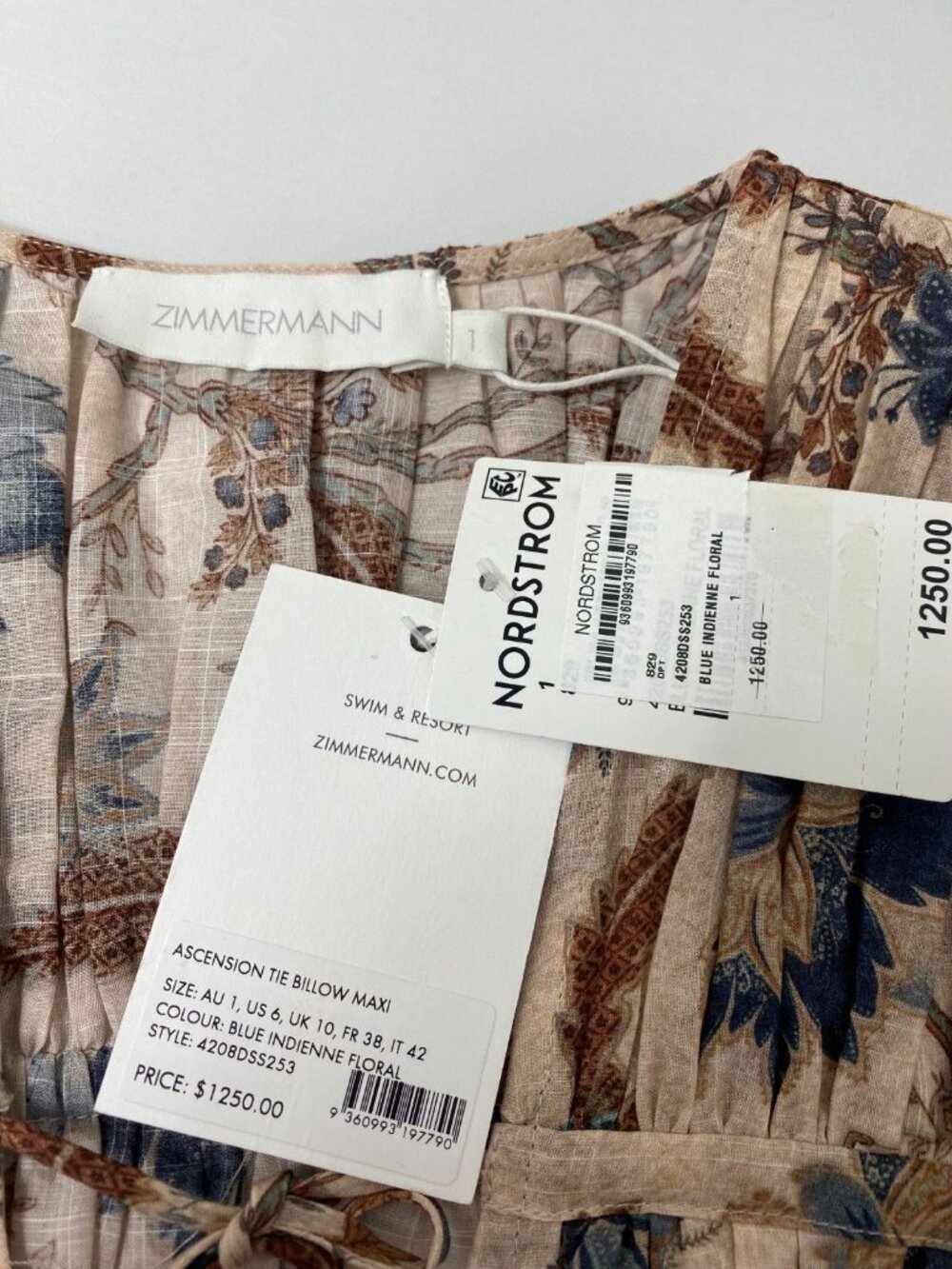 Zimmermann Ascension Tie Billow Cotton Tiered Maxi Dress AU 1 / US 6 NWT $1,250 - Picture 15 of 16
